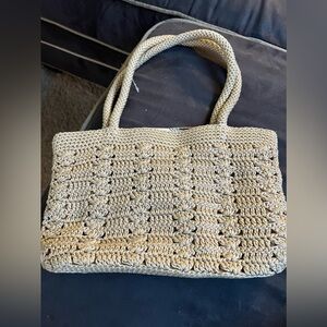EUC The Sak Shoulder Bag Crochet/Knit, Tan  9 x 12"